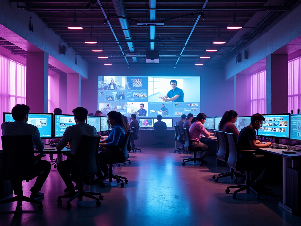 Production studio team at work