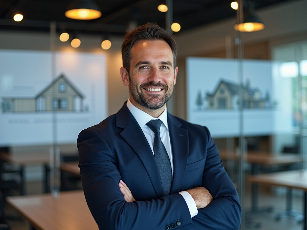 Real estate professional in modern office