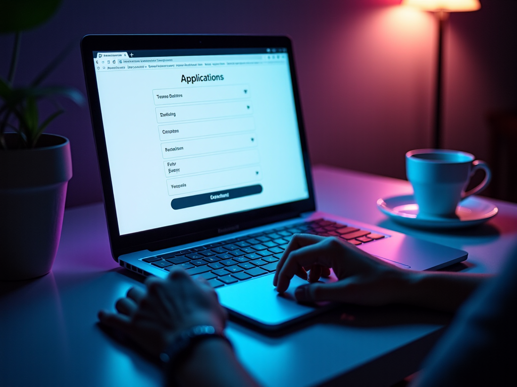 Person filling out application on laptop